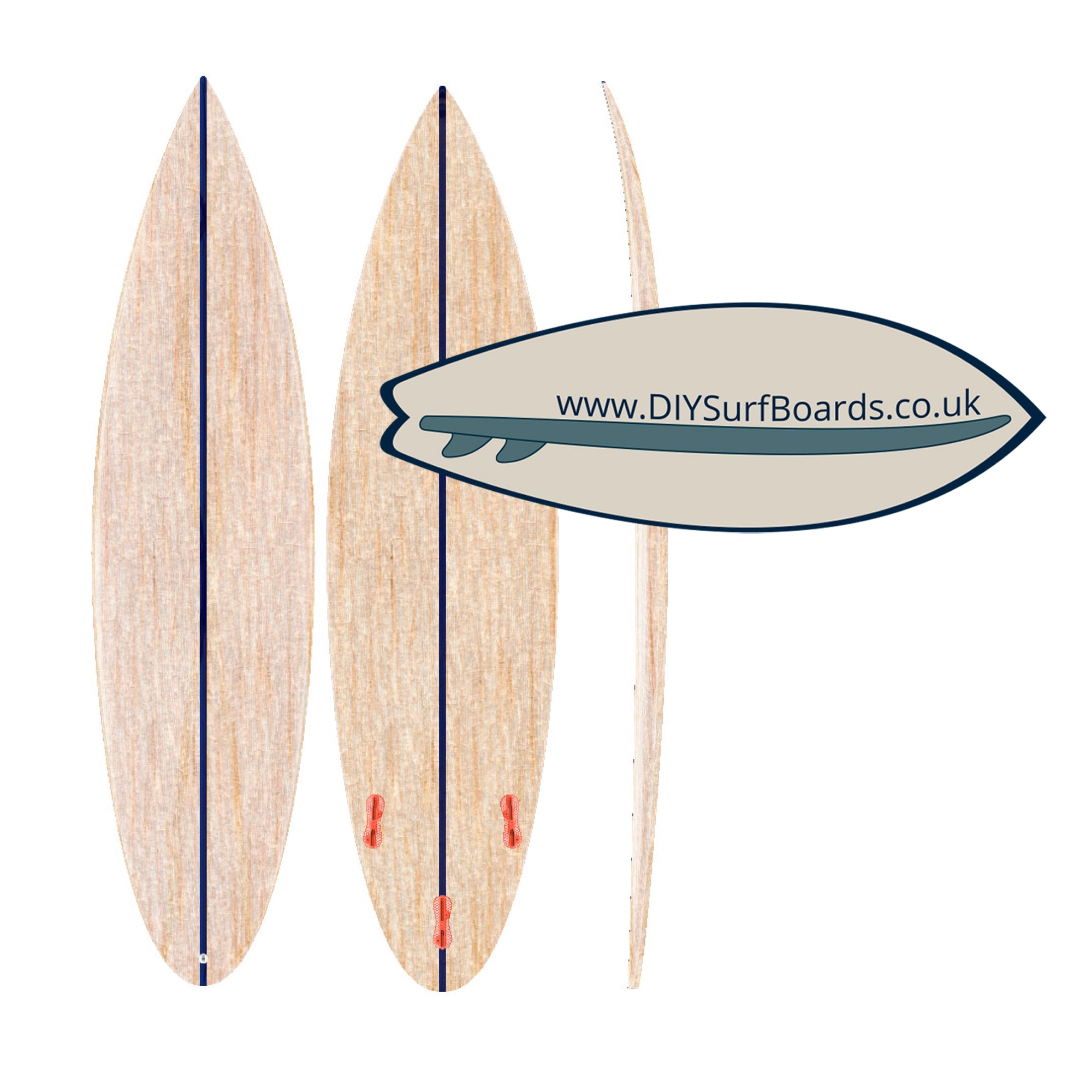 Burgh Island Shortboard DIY Wooden Surfboard Kit. 6', 18", 26 Litre